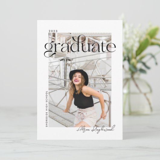 Aankondiging van modern en minimaal fotoAfstuderen (Staand voorkant)