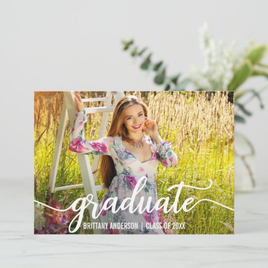 Aankondiging van modern script Afstuderen Foto W (Staand voorkant)