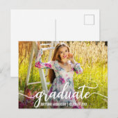 Aankondiging van modern script Afstuderen Foto W (Voorkant / Achterkant)