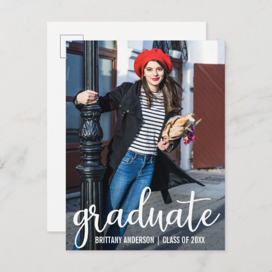 Aankondiging van modern script Afstuderen Foto W (Voorkant / Achterkant)