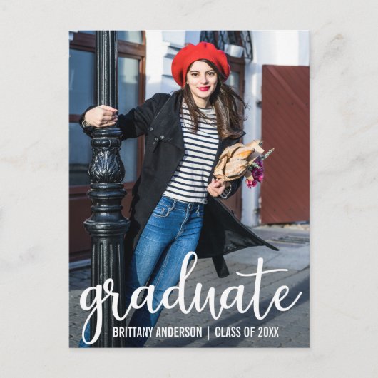 Aankondiging van modern script Afstuderen Foto W (Voorkant)