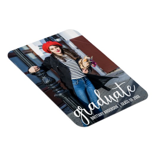 Aankondiging van modern script Afstuderen Foto W Magneet (Rechterzijde)