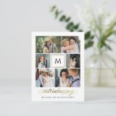 Aankondiging van moderne Initialen voor kleurhuwel Briefkaart (Staand voorkant)