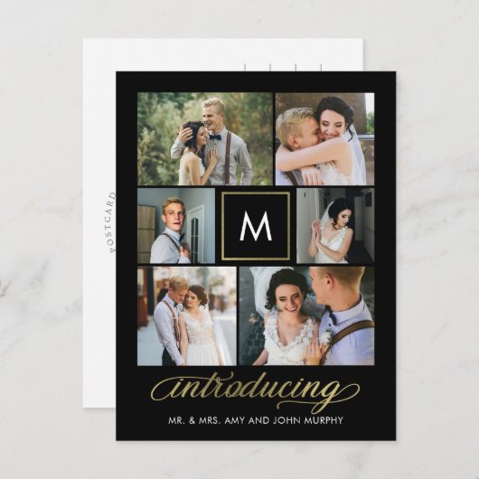 Aankondiging van moderne Initialen voor kleurhuwel Briefkaart (Voorkant / Achterkant)