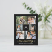 Aankondiging van moderne Initialen voor kleurhuwel Briefkaart (Staand voorkant)