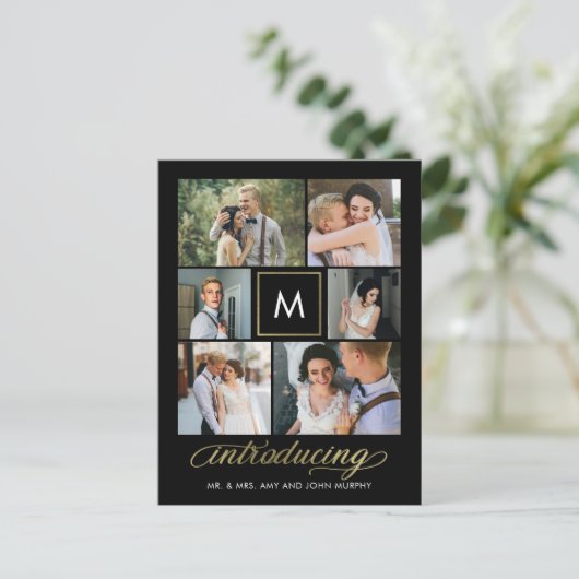 Aankondiging van moderne Initialen voor kleurhuwel Briefkaart (Staand voorkant)