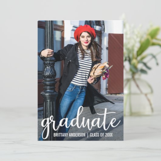 Aankondiging van moderne Script-Afstuderen Fotokaa (Staand voorkant)