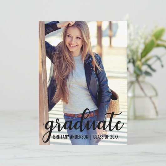 Aankondiging van moderne Trendy Afstuderen-fotokaa (Staand voorkant)