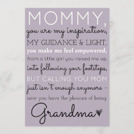 Aankondiging van moeder op grootmoeder klinkende z