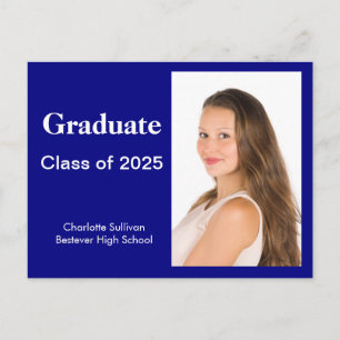 Aankondiging van Navy Blue Afstuderen Briefkaart