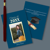 Aankondiging van Navy Blue en Gold Photo Afstudere