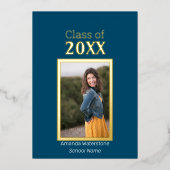 Aankondiging van Navy Blue en Gold Photo Afstudere (Voorkant)