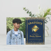 Aankondiging van Navy Gold Photo Afstuderen (Staand voorkant)