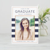 Aankondiging van Navy Stripes Photo Afstuderen (Staand voorkant)