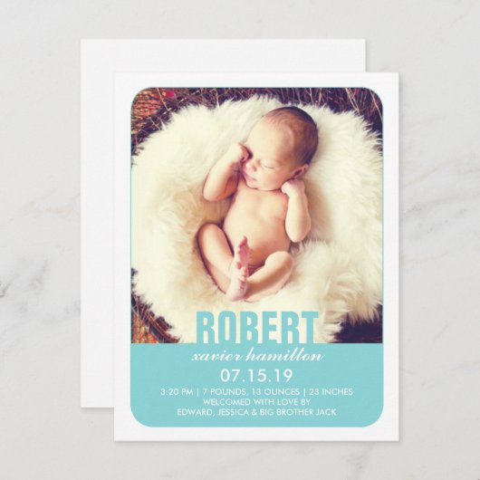 Aankondiging van New Baby Boy Photo Flat (Voorkant / Achterkant)