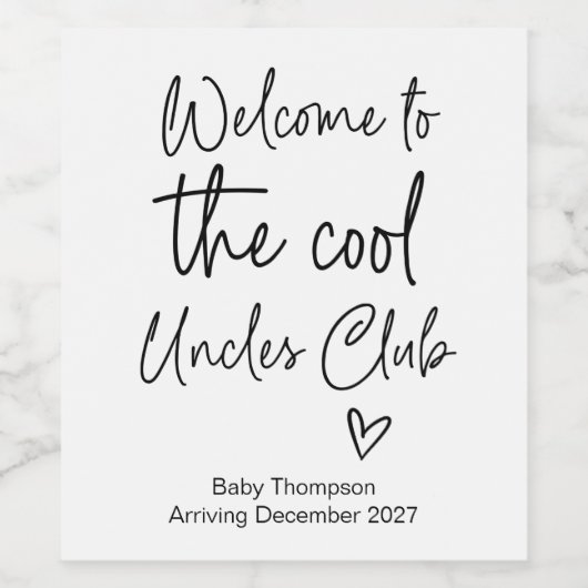 Aankondiging van nieuwe baby bij Cool Ooms Club Wijn Etiket (Enkel label)