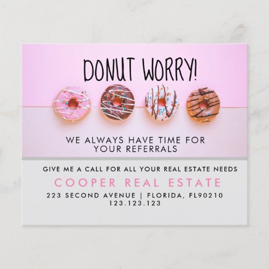 aankondiging van onroerend goed donut verwijzingen flyer (Voorkant)