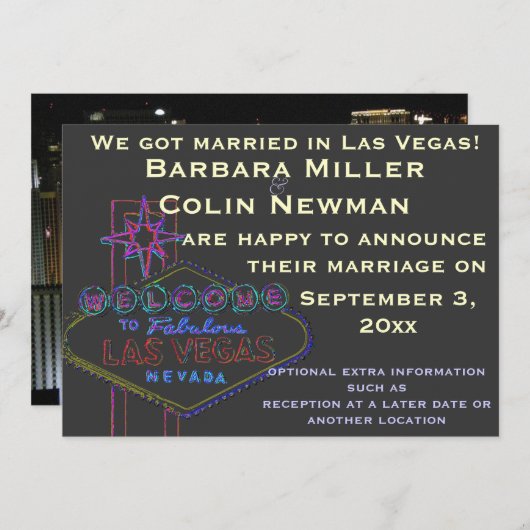 Aankondiging van ons huwelijk in Las Vegas (Voorkant / Achterkant)