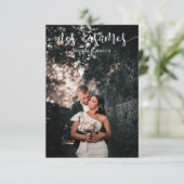 Aankondiging van onze trouwfoto's na een elopement (Staand voorkant)