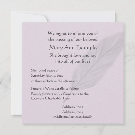  aankondiging van overlijden / overlijden (Achterkant)