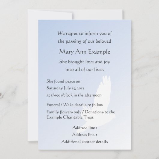 aankondiging van overlijden / overlijden (Achterkant)