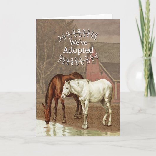 Aankondiging van  paardenadoptie met twee paarden (Voorkant)