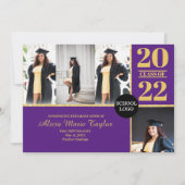 Aankondiging van Paars en goud Afstudeerder met fo (Voorkant)