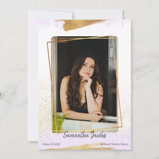 Aankondiging van Paars en goudvormig Afstuderen (Voorkant)