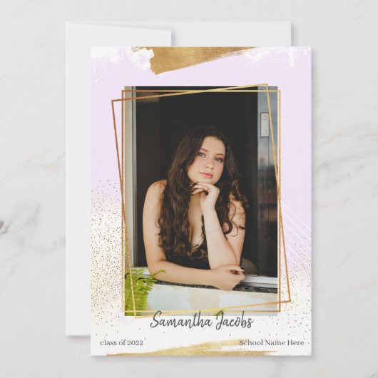 Aankondiging van Paars en goudvormig Afstuderen (Voorkant)