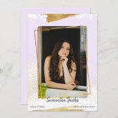 Aankondiging van Paars en goudvormig Afstuderen (Voorkant / Achterkant)