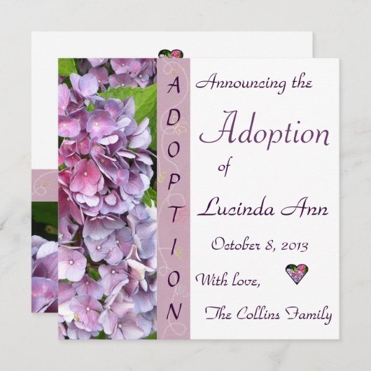 Aankondiging van Paarse goedkeuring Hydrangea (Voorkant / Achterkant)