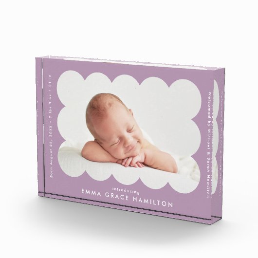 Aankondiging van Paarse moderne geboorte met een b Fotoblokken (Rechts)