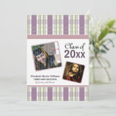 Aankondiging van Paarse preppy-Afstuderen Aangepas (Staand voorkant)