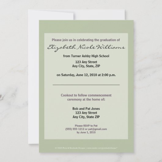 Aankondiging van Paarse preppy-Afstuderen Aangepas (Achterkant)