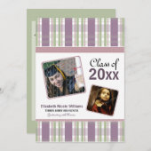 Aankondiging van Paarse preppy-Afstuderen Aangepas (Voorkant / Achterkant)