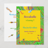 Aankondiging van Paint Theme Persoonlijke Birthday (Voorkant / Achterkant)