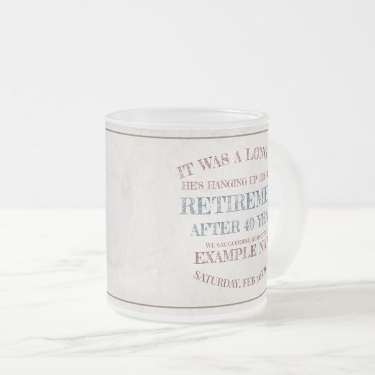 Aankondiging van pensioen met oude laarzen V1.0 Matglas Koffiemok (Voorkant rechts)