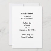 Aankondiging van pensionering, bergkano's (Achterkant)