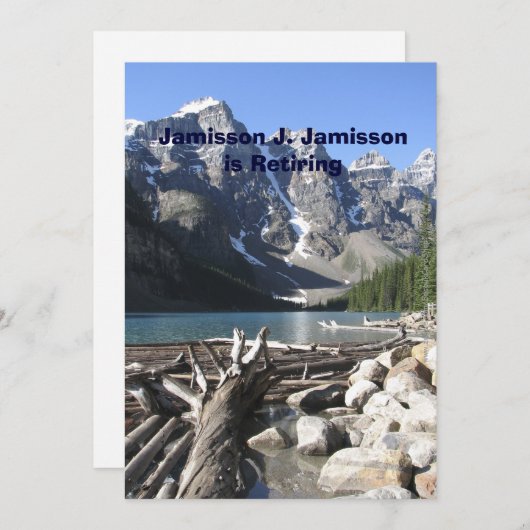 Aankondiging van pensionering, bergmeer Driftwood (Voorkant / Achterkant)