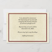 Aankondiging van pensionering, drie rode kano's (Achterkant)