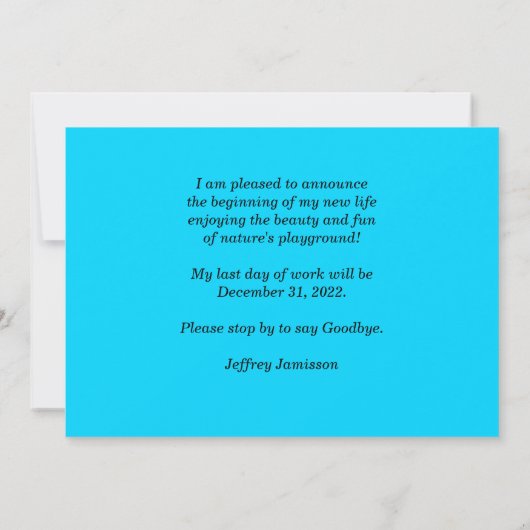 Aankondiging van pensionering Kleurrijke berg/Lake (Achterkant)