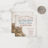 Aankondiging van pensionering met oude laarzen (Voorkant / Achterkant in situ)