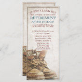 Aankondiging van pensionering met oude laarzen (Voorkant / Achterkant)