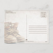 Aankondiging van pensionering met oude laarzen (Achterkant)