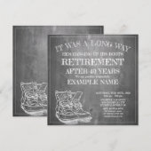 Aankondiging van pensionering met oude laarzen V3. (Voorkant / Achterkant)