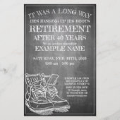Aankondiging van pensionering met oude laarzen V3. (Voorkant)