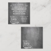 Aankondiging van pensionering met oude laarzen V3. (Voorkant / Achterkant)