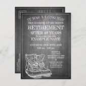 Aankondiging van pensionering met oude laarzen V3. (Voorkant / Achterkant)