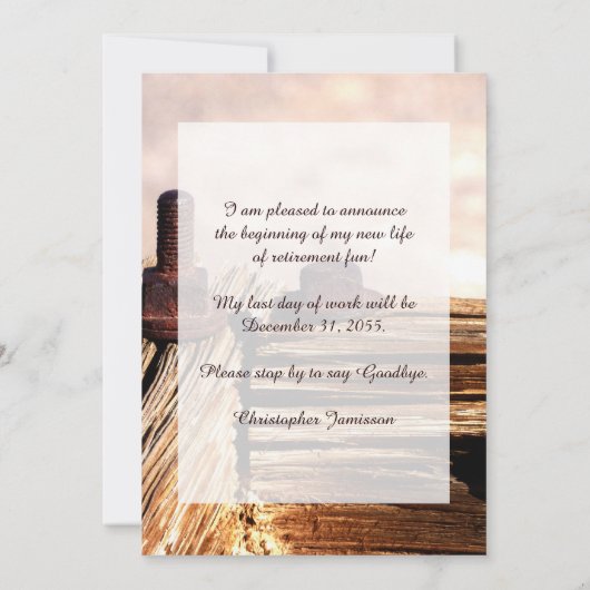 Aankondiging van pensionering, ploegenwerk (Achterkant)