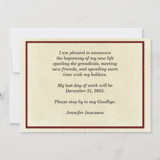 Aankondiging van pensionering,  telefoonschakelbor (Achterkant)